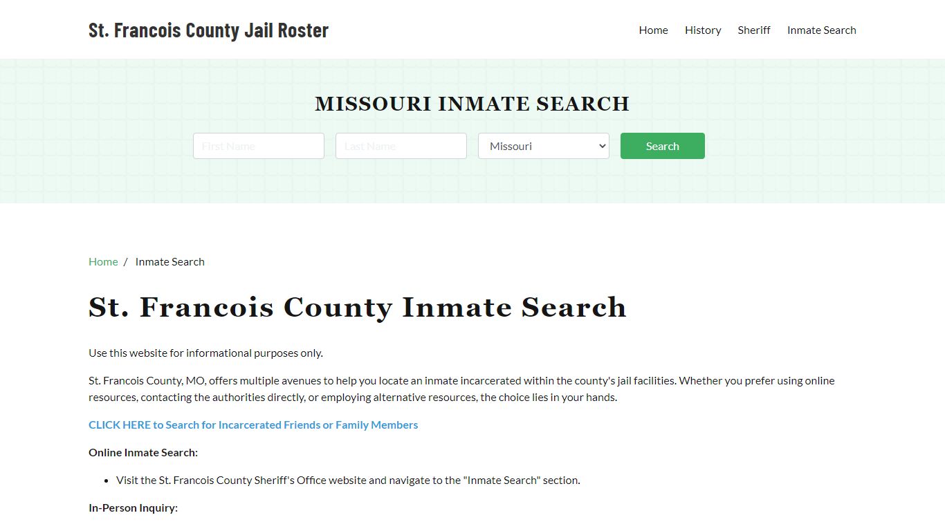 St. Francois County, MO Detainee Lookup