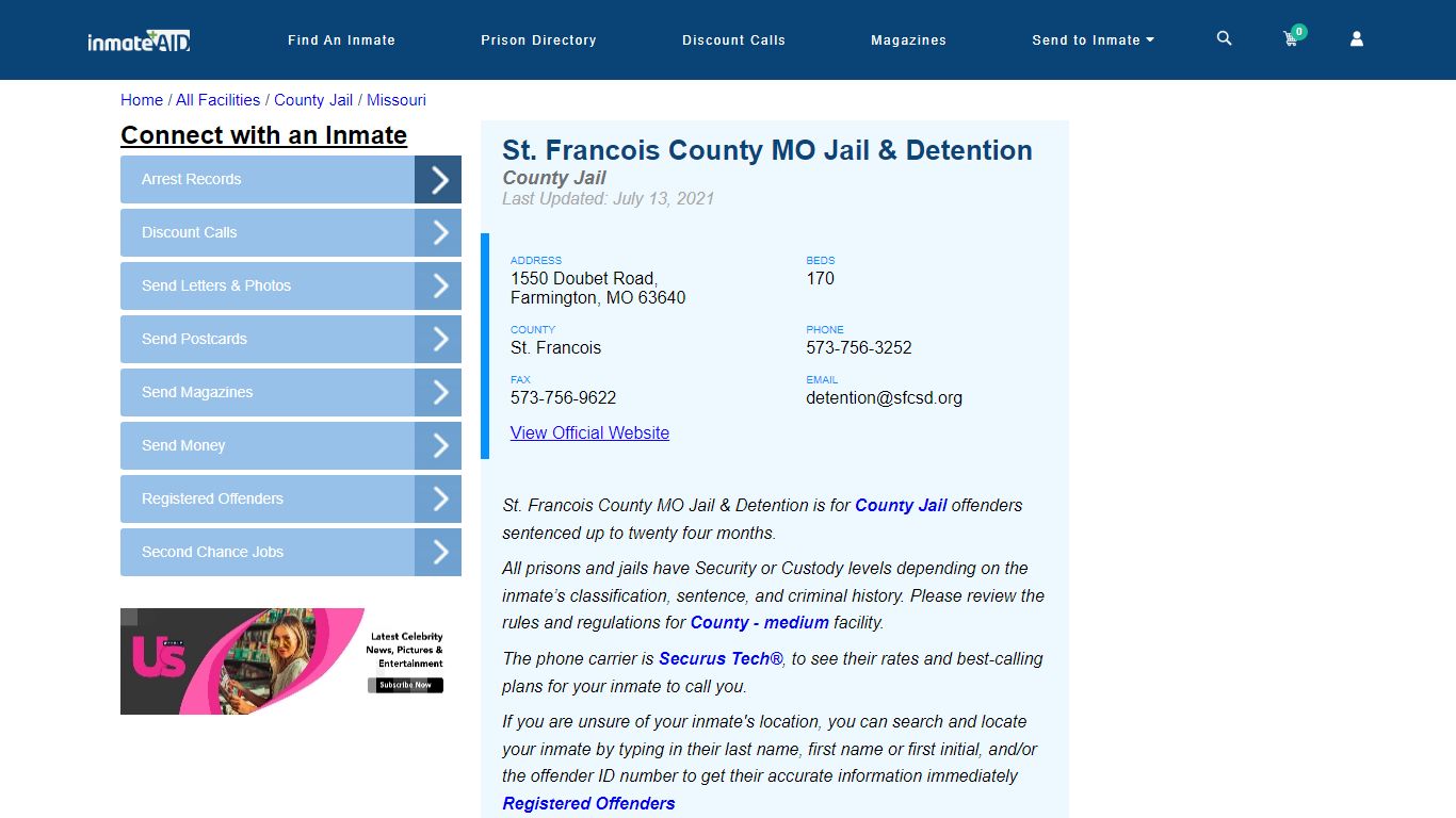 St. Francois County MO Jail & Detention - Inmate Locator