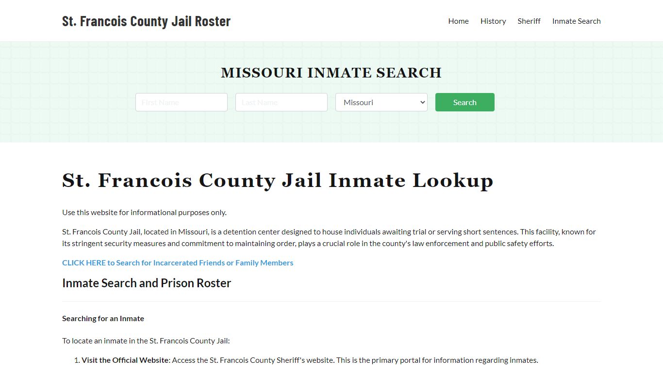 St. Francois County Jail Roster Lookup, MO, Inmate Search